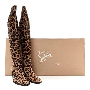 CHRISTIAN LOUBOUTIN Pony Hair Morgan 70 Boots Size 36 Leopard NEW W/BOX